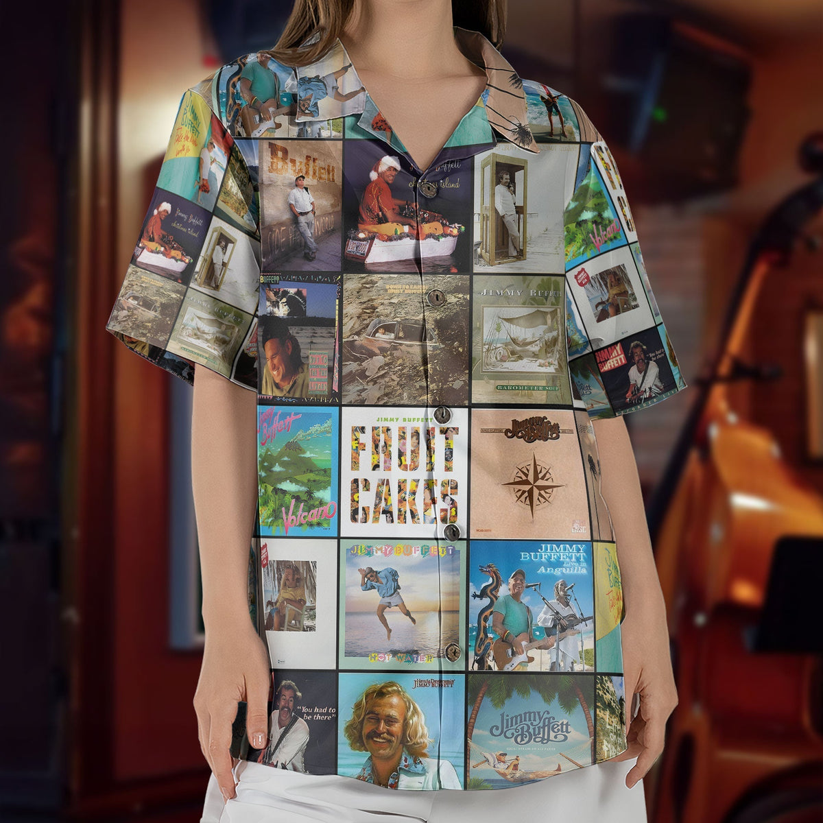 Jimmy Buffet Inspried Unisex Hawaiian Shirt Albums Collection Print Button-Up