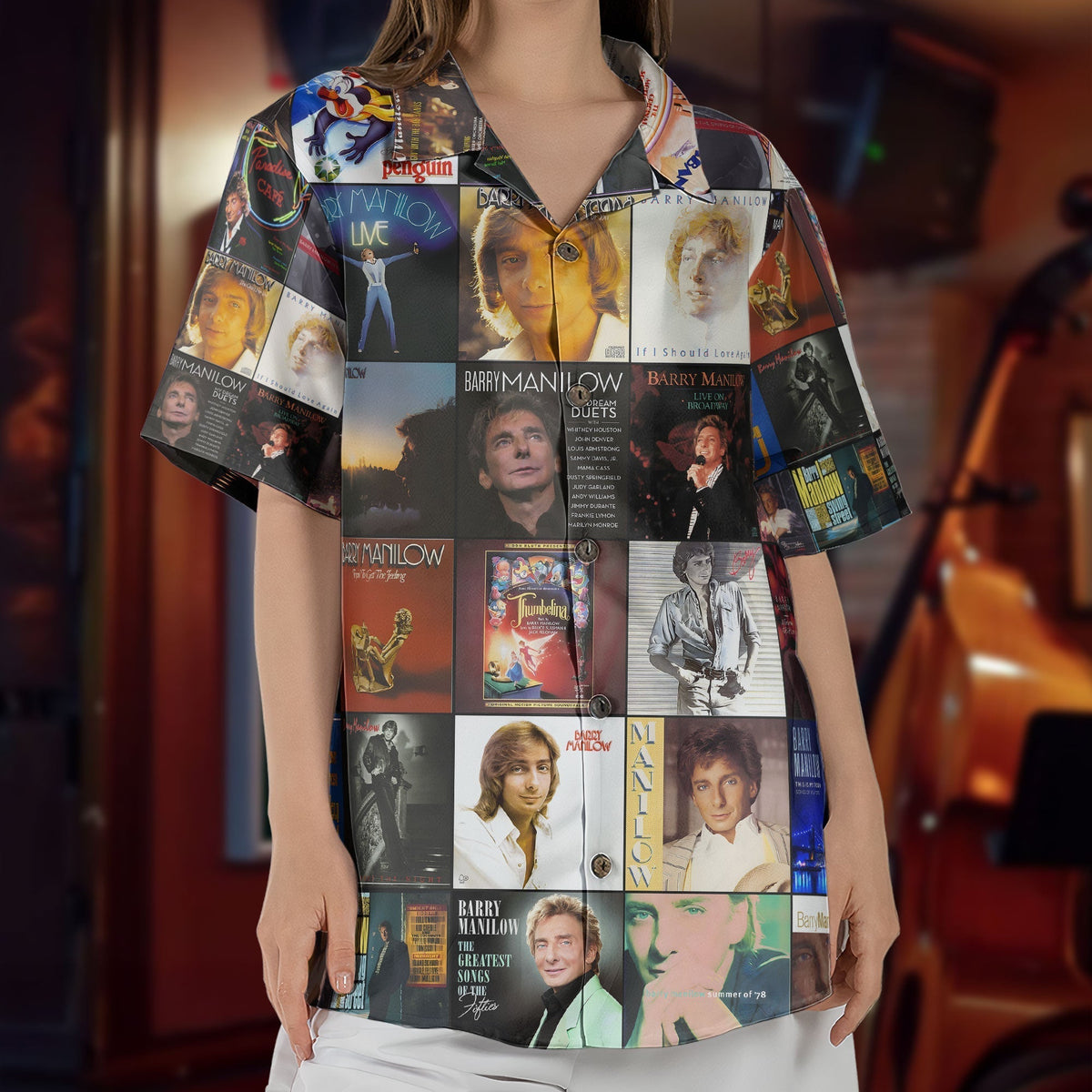 Barry Manilow Hawaiian Shirt Album Cover Collage Classic Pop Summer Button Up