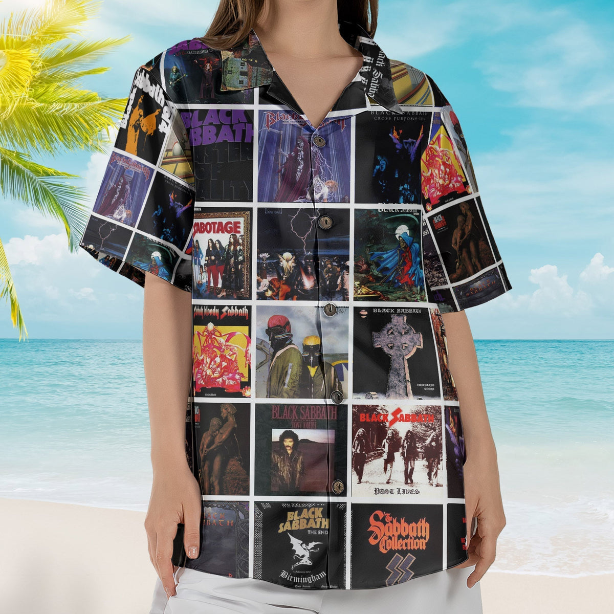 Black Sabbath Album Collage Hawaiian Shirt Rock Band Fan Shirt