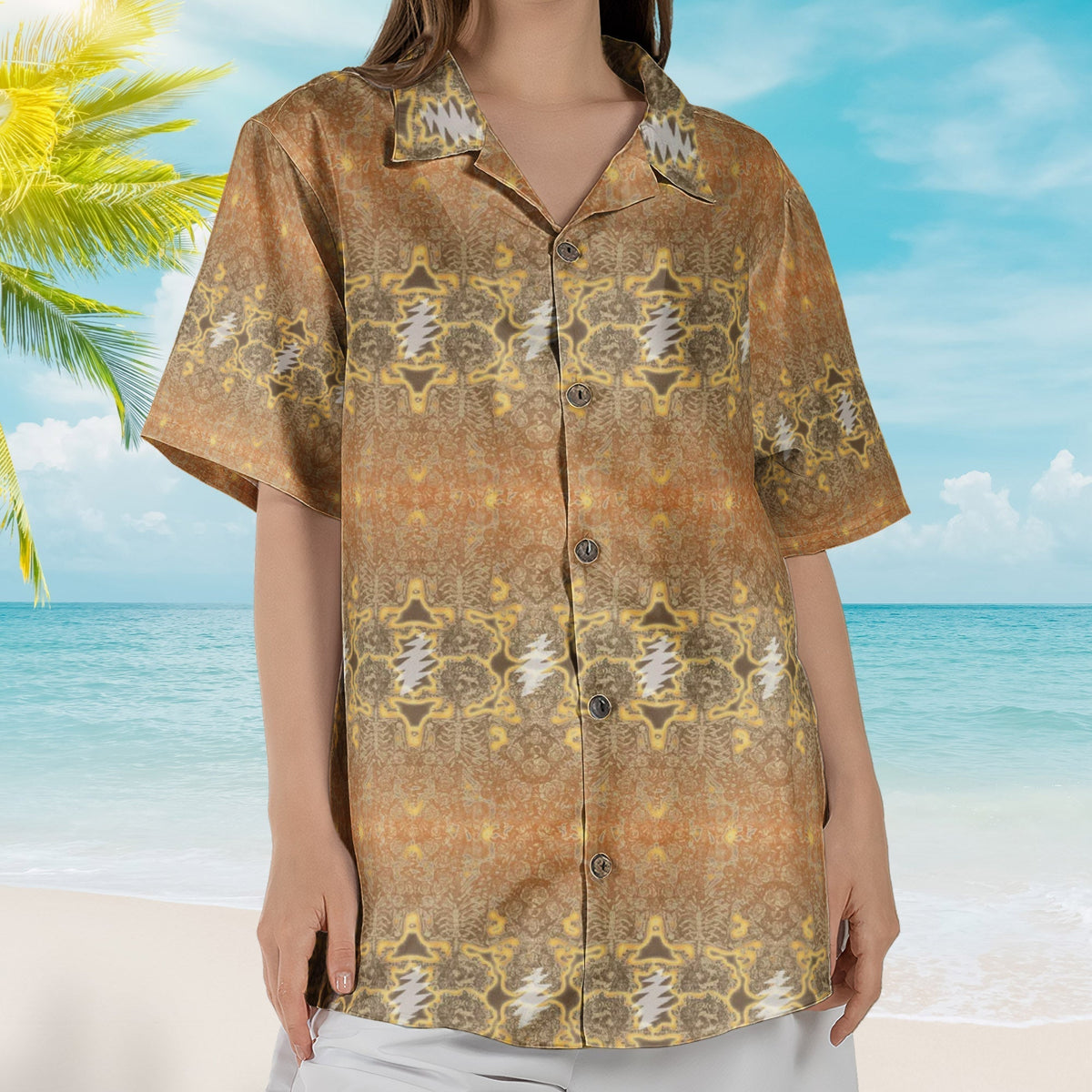 Grateful Dead Desert Bolt Electric Woodcut III Hawaiian Shirt Retro Music Album Art Inspired Shirt