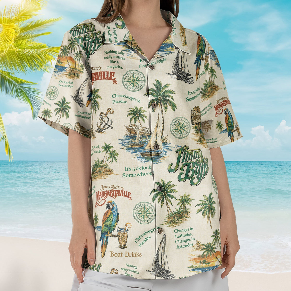 Vintage Margaritaville Jimmy Buffett Tropical Hawaiian Shirt Retro Music Inspired Aloha Shirt
