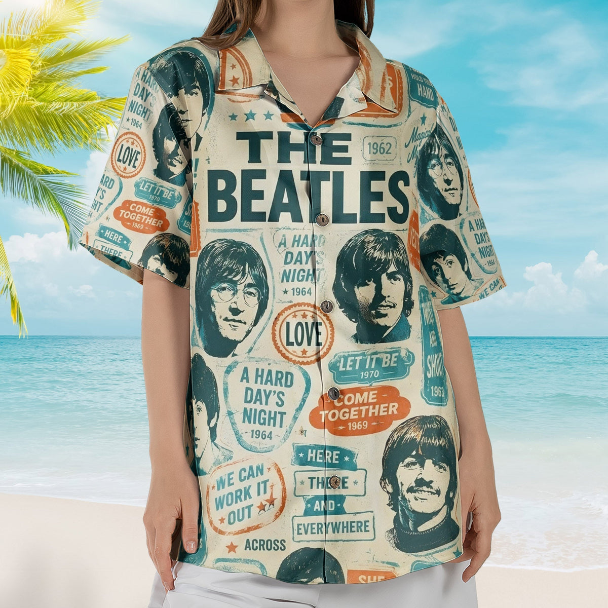 The Beatles Album Graphic All-over Print Hawaiian Shirt Retro Music Album Art Inspired Shirt