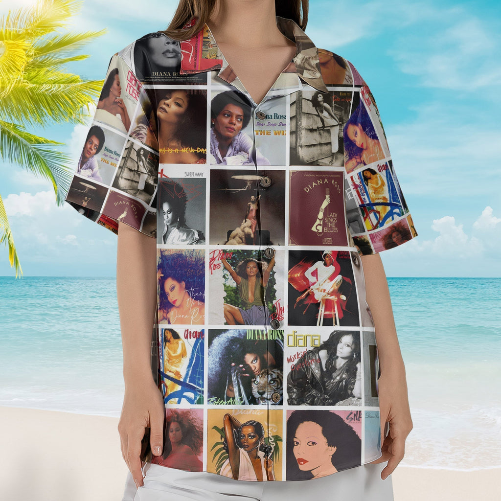 Diana Ross Album Collage Hawaiian Shirt R&B Pop Music Fan Shirt