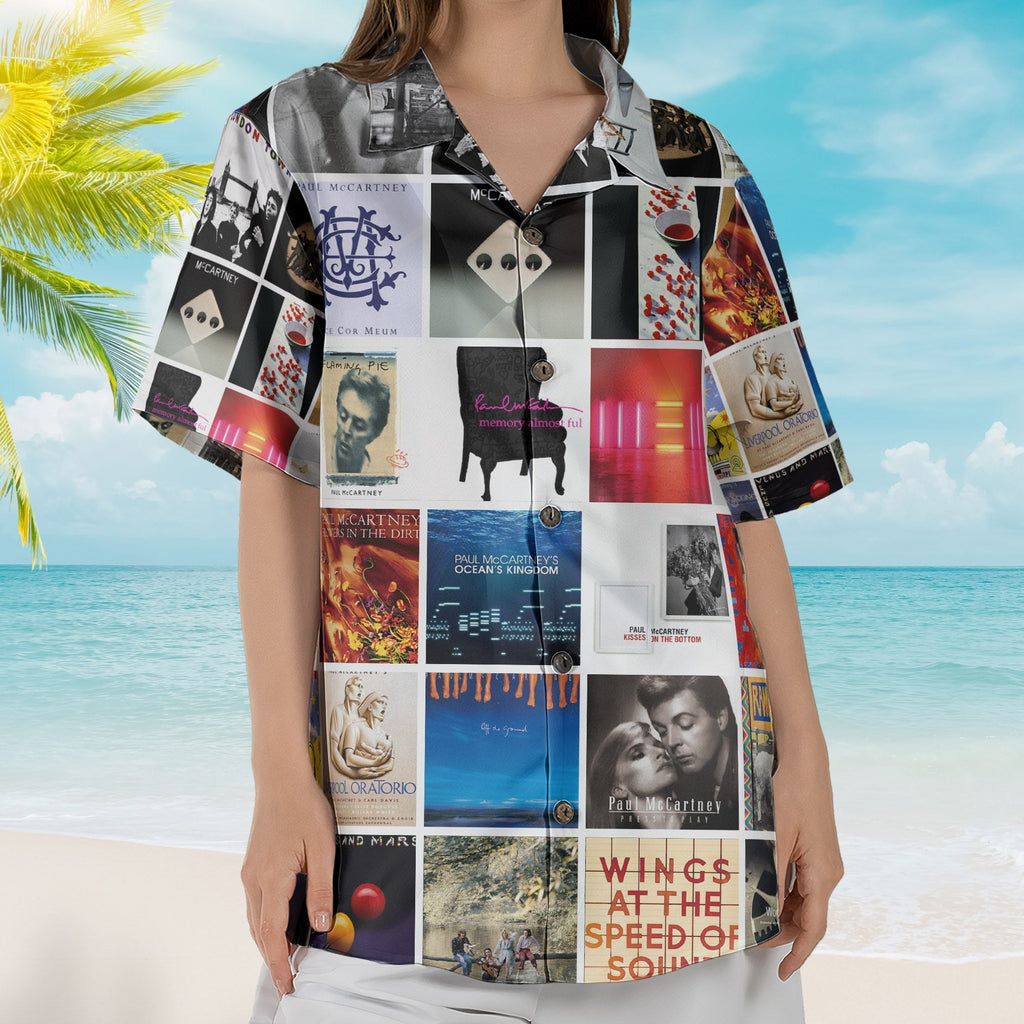 Paul McCartney Album Collage Hawaiian Shirt Pop Rock Music Band Fan Shirt