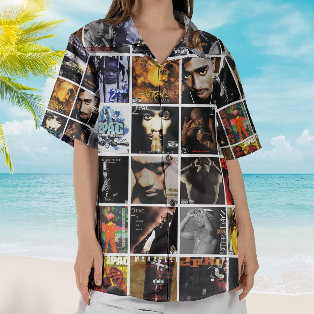2Pac Album Collage Hawaiian Shirt Hip-Hop Rap Music Fan Shirt