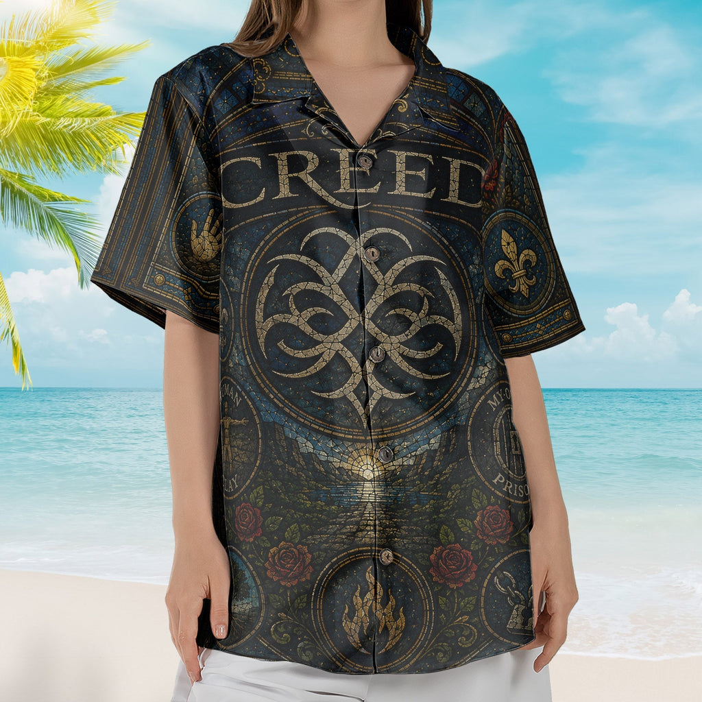 Creed Band Post Grunge Music Hawaiian Shirt - Unisex Gothic Stained Glass Alternative Rock Button Up