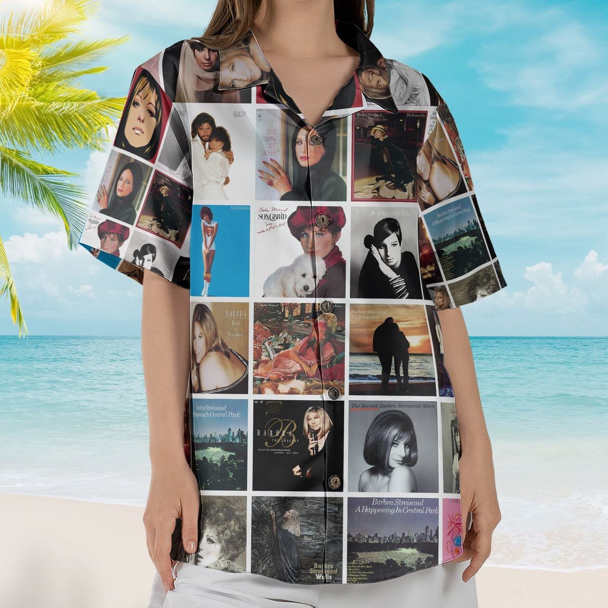 Barbra Streisand Album Collage Hawaiian Shirt Pop Music Fan Shirt