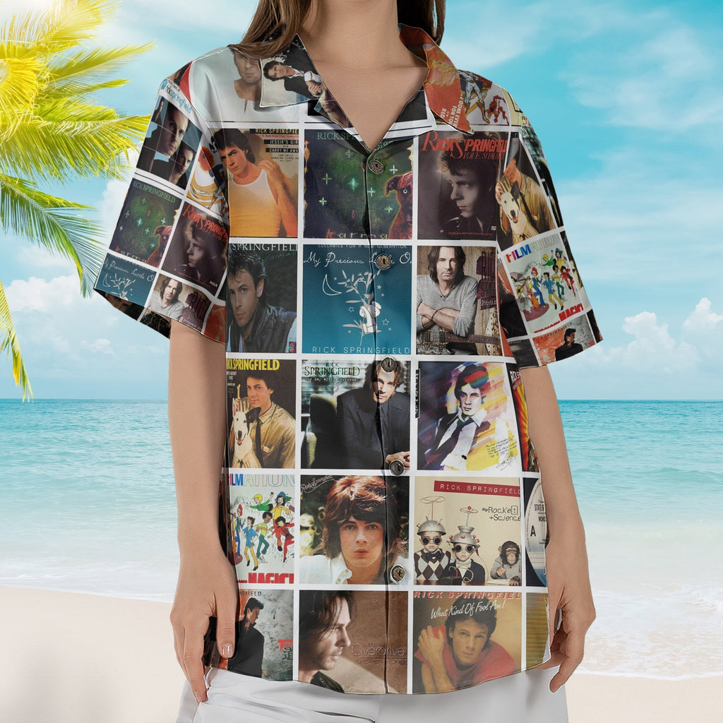 Rick Springfield Album Collage Hawaiian Shirt Pop Rock Music Fan Shirt