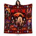 Motley Crue Orange Band Portraits Fleece Blanket For Spooky Halloween Rock Nights NDN 1
