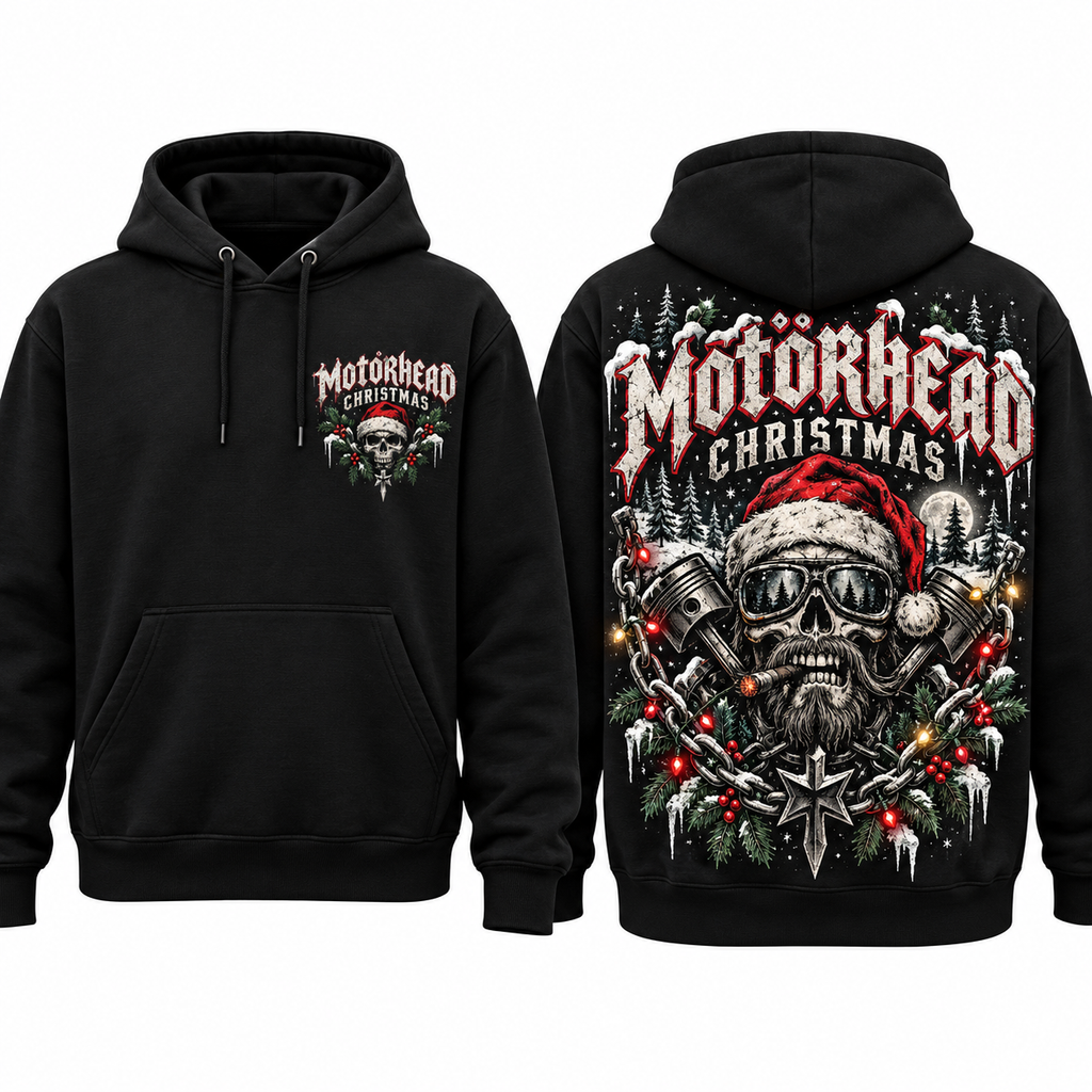 Motorhead Christmas Skull Hoodie NTH1 for Heavy Metal Fans Who Love Holiday Mayhem 1