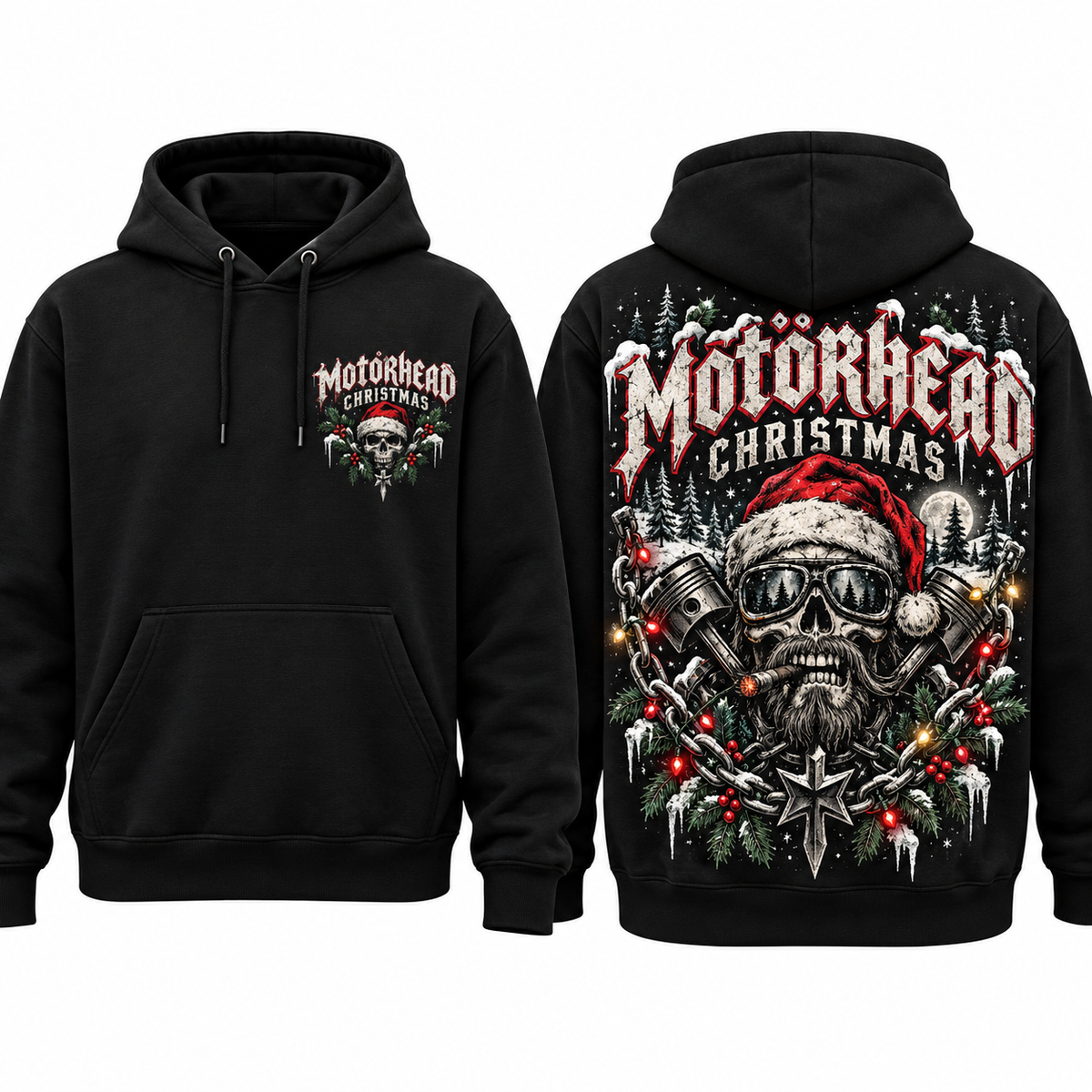 Motorhead Christmas Skull Hoodie NTH1 for Heavy Metal Fans Who Love Holiday Mayhem 1