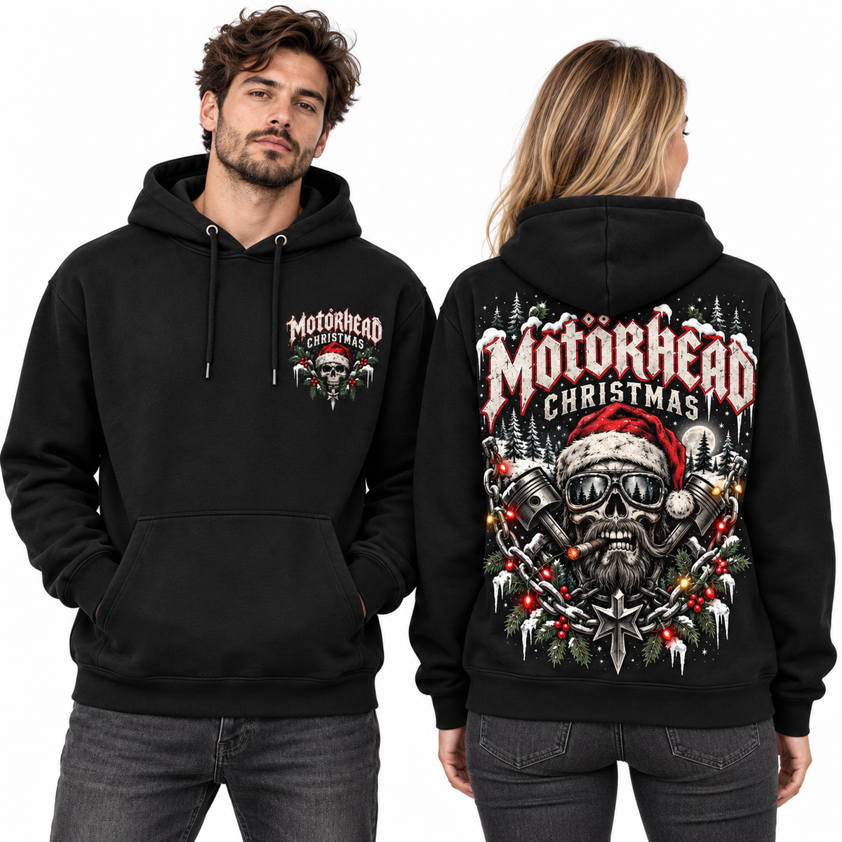 Motorhead Christmas Skull Hoodie NTH1 for Heavy Metal Fans Who Love Holiday Mayhem 2