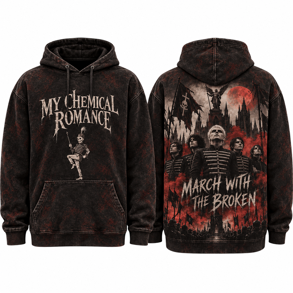 My Chemical Romance Skeleton March With The Broken Graveyard Hoodie for Emo Night Fans NDN 1