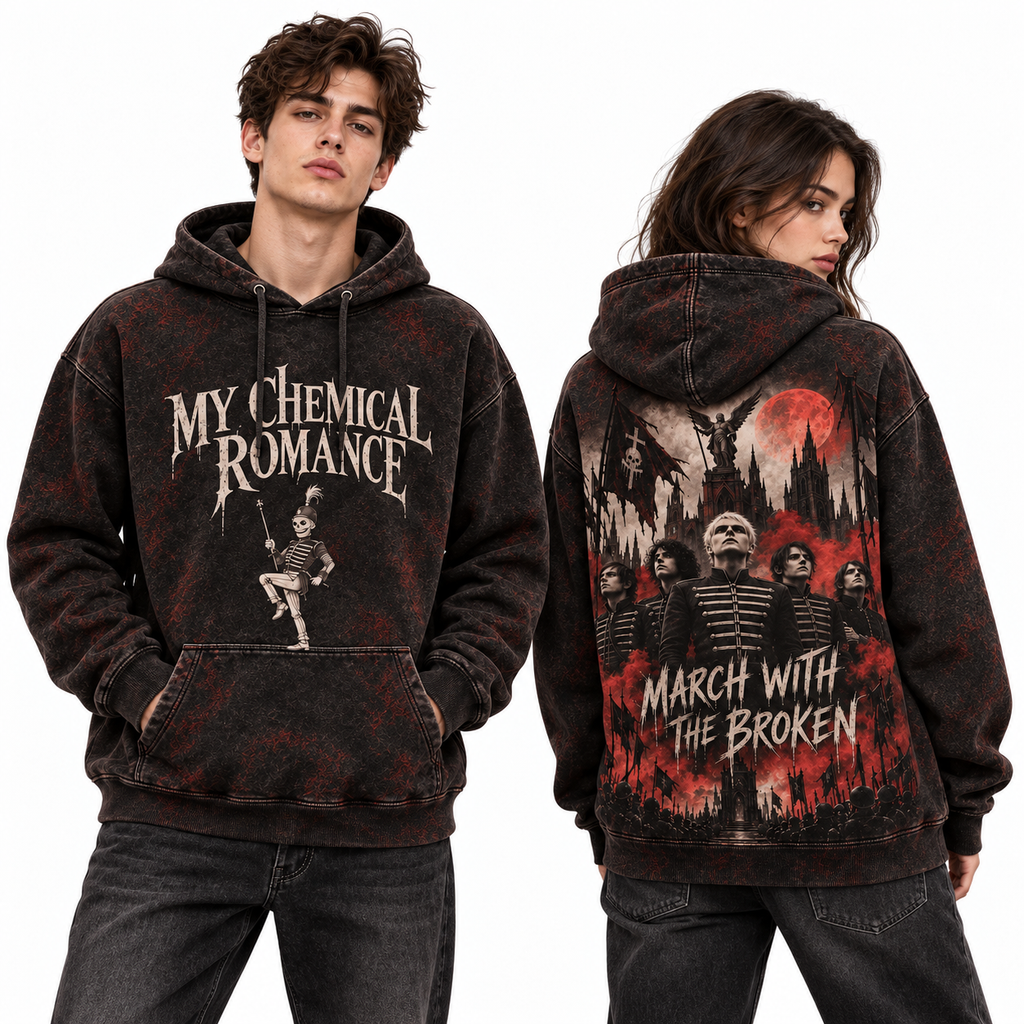 My Chemical Romance Skeleton March With The Broken Graveyard Hoodie for Emo Night Fans NDN 2