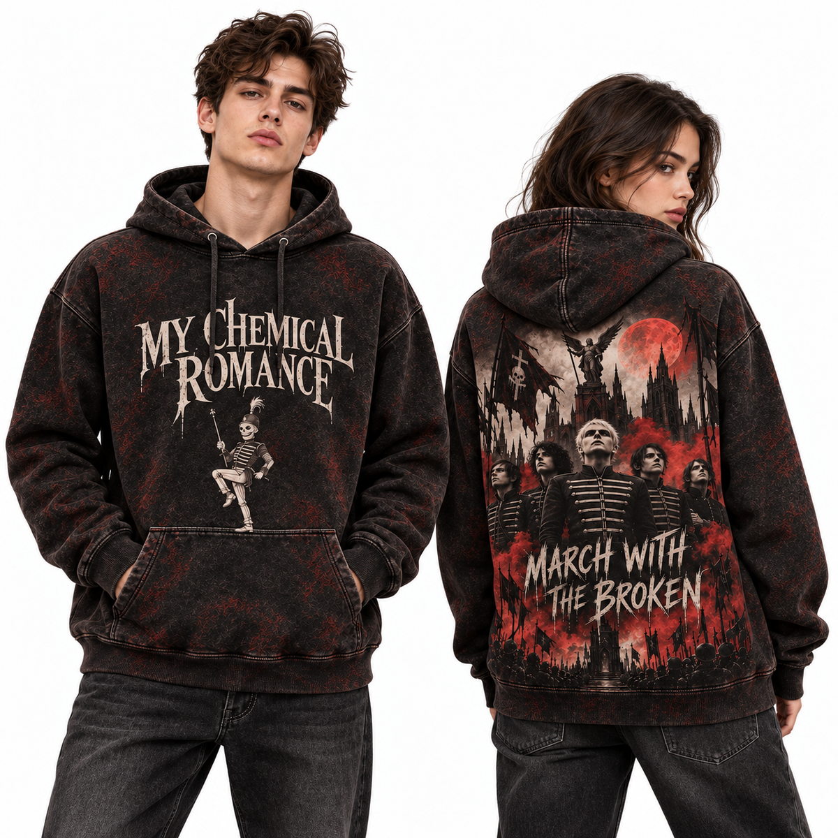 My Chemical Romance Skeleton March With The Broken Graveyard Hoodie for Emo Night Fans NDN 2