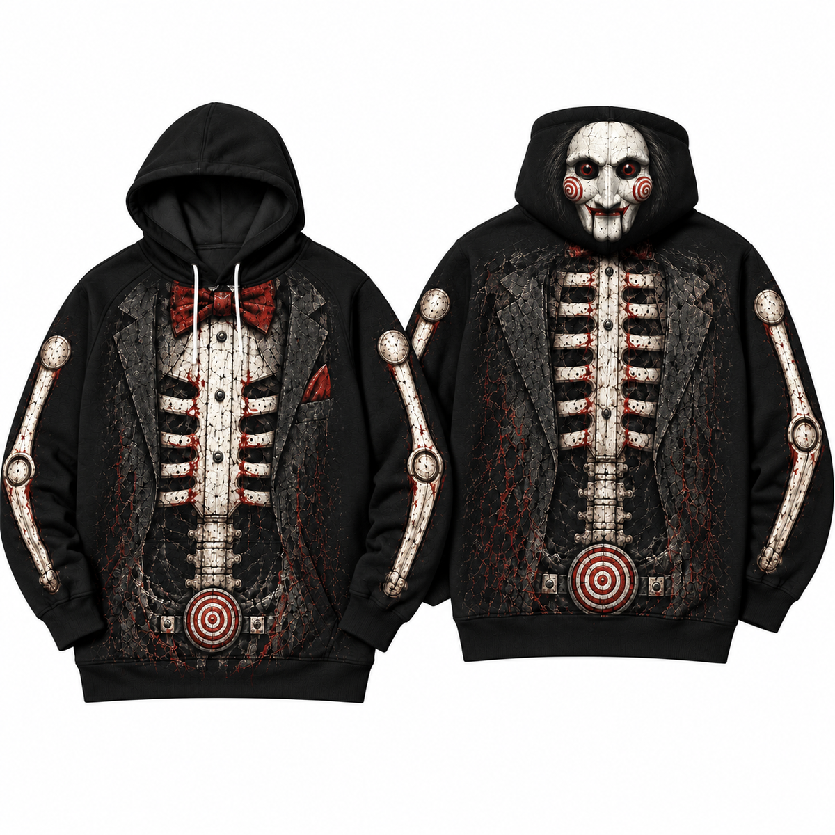 Premium Saw Billy The Puppet Skeleton Tuxedo Halloween Horror 3D Hoodie