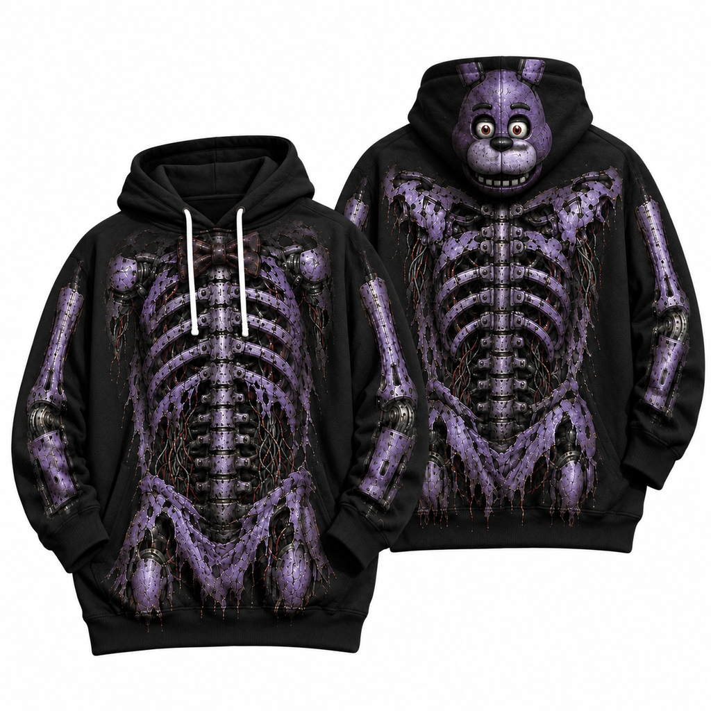 Premium Bonnie Endoskeleton Five Nights At Freddys FNAF Halloween Horror 3D Hoodie