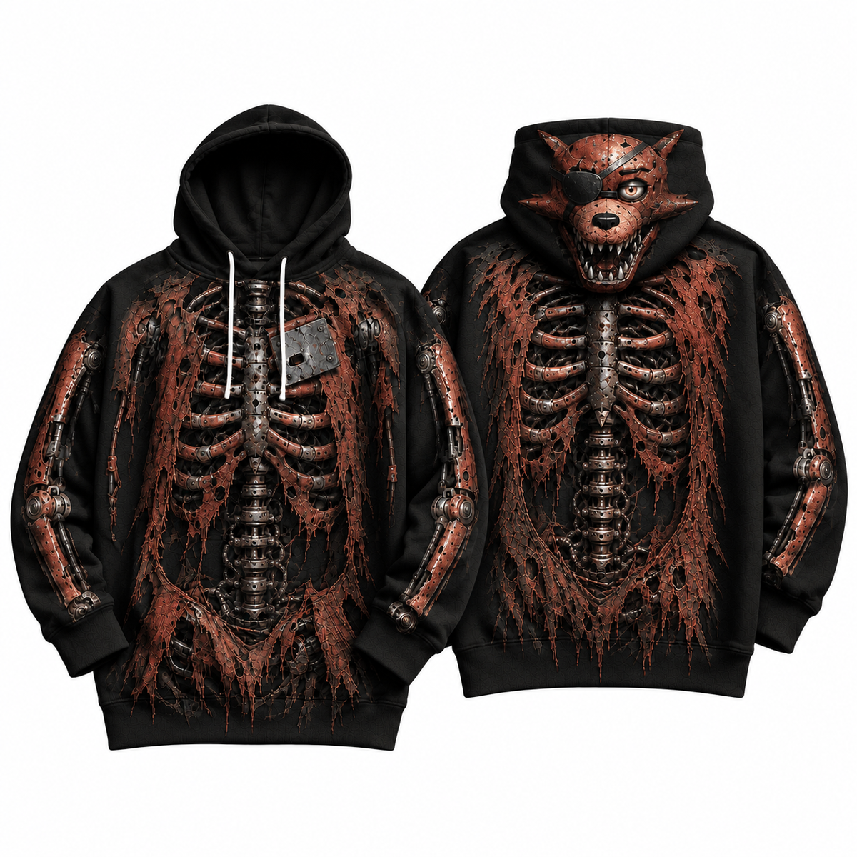 Premium Foxy Endoskeleton Five Nights At Freddys FNAF Halloween Horror 3D Hoodie