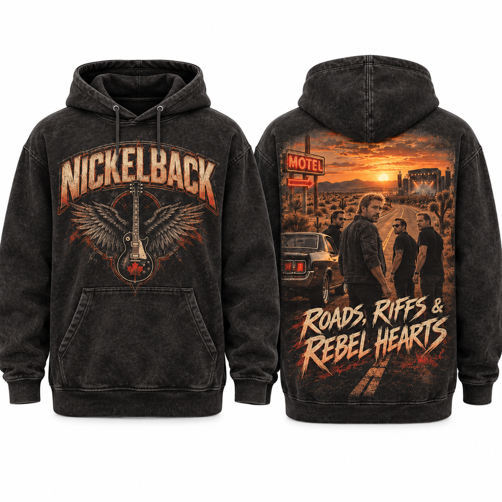 Nickelback Eagle Roads Riffs And Rebel Hearts Sunset Road Hoodie for Road Rock Fans NDN 1