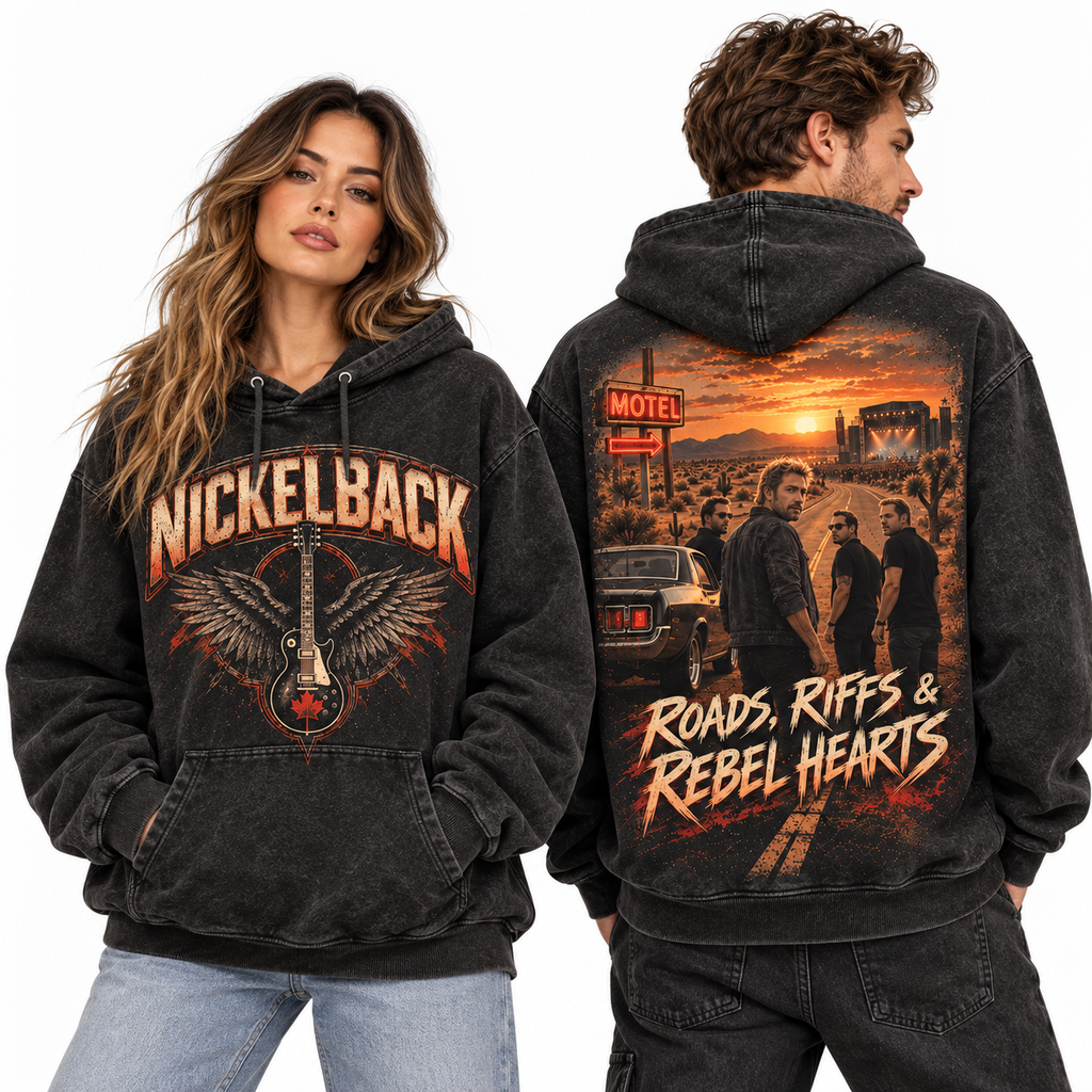 Nickelback Eagle Roads Riffs And Rebel Hearts Sunset Road Hoodie for Road Rock Fans NDN 2