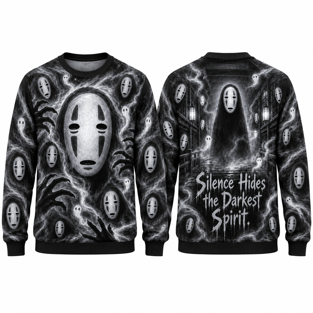 No Face White Mask Silence Hides The Darkest Spirit Sweater for Spirit Night Fans NDN 1