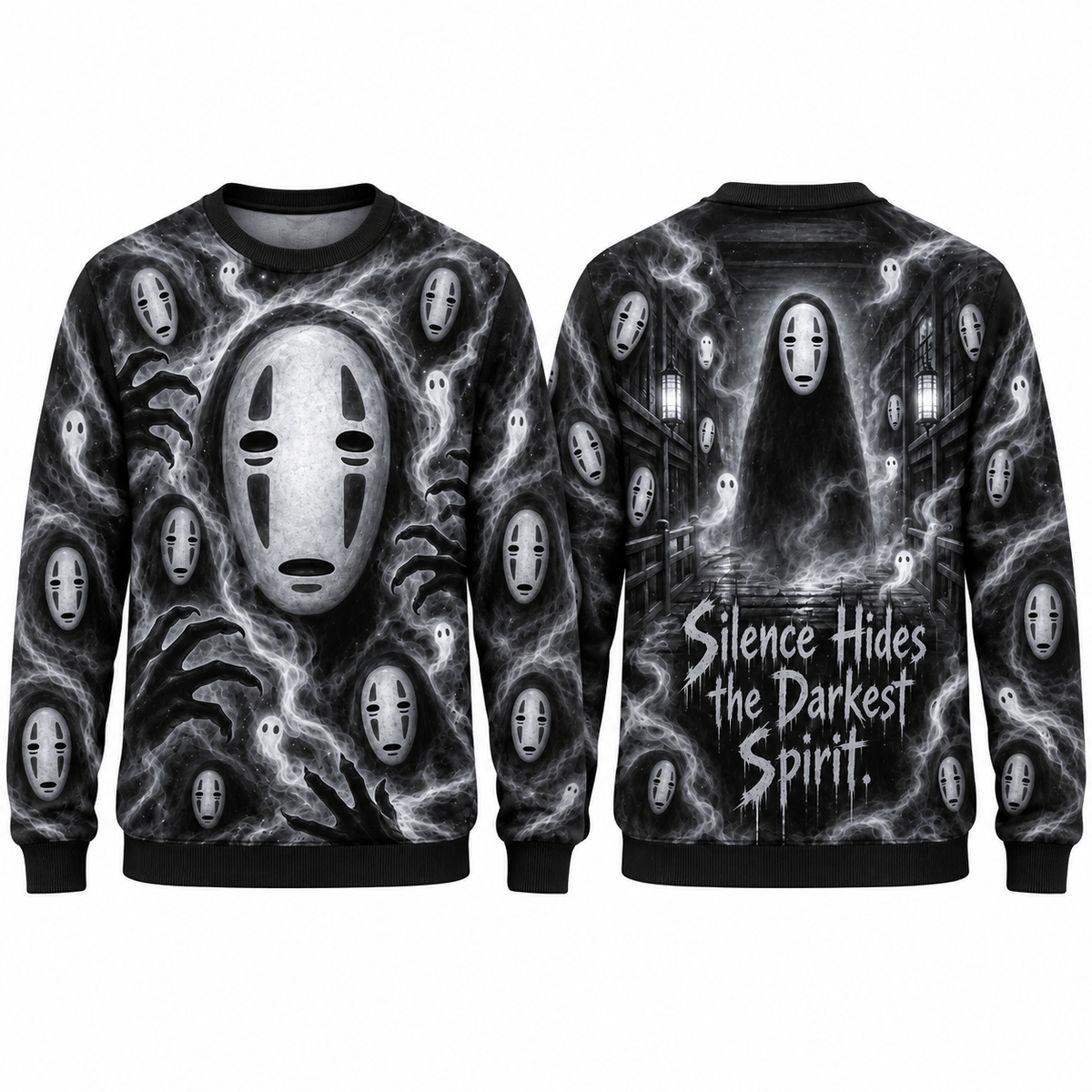No Face White Mask Silence Hides The Darkest Spirit Sweater for Spirit Night Fans NDN 1