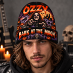 Ozzy Bark At The Moon Graphic Print Knit Beanie for Halloween Rock Night Walks NDN 3