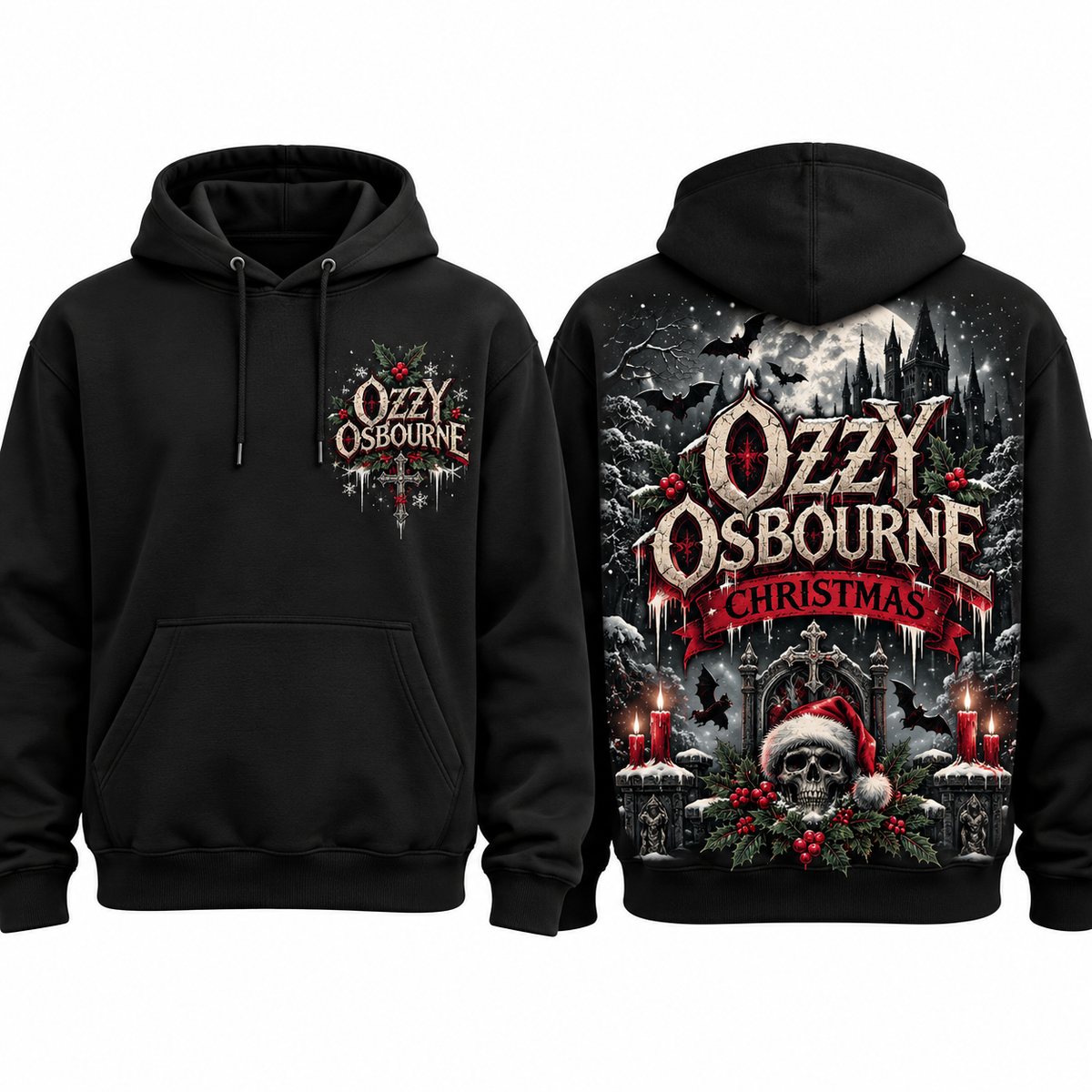 Ozzy Osbourne Christmas Skull Hoodie NTH1 for Rock Fans Who Love Dark Holiday Style 1