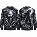 Pale Fanged Ghoul Face The Night Feeds Him Black Sweater for Moonlit Horror Fans NDN 1