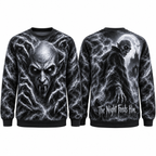 Pale Fanged Ghoul Face The Night Feeds Him Black Sweater for Moonlit Horror Fans NDN 1