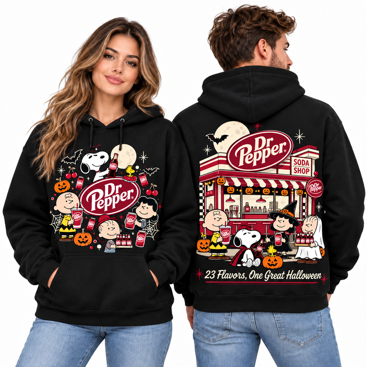 Peanuts Dr Pepper Diner Twenty Three Flavors One Great Halloween Hoodie for Halloween Soda Fans NDN 2