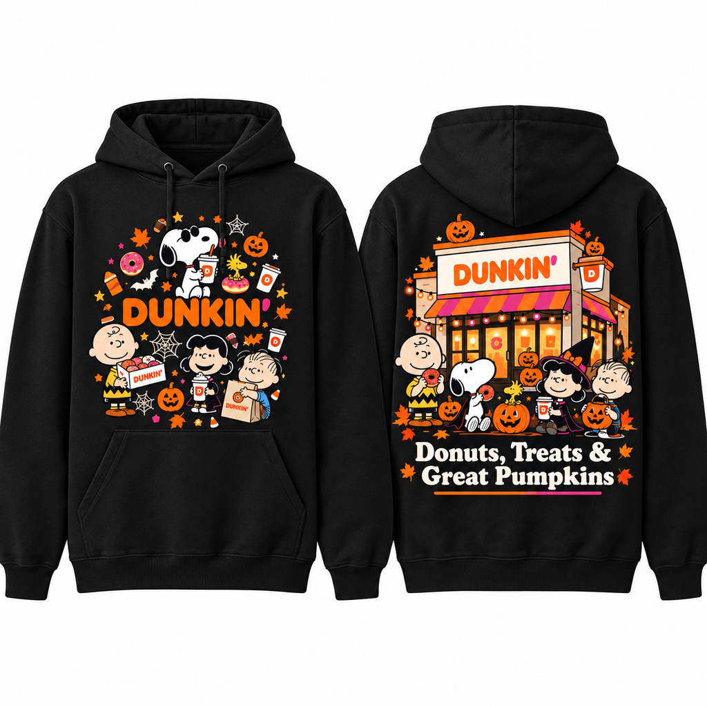 Peanuts Dunkin Storefront Donuts Ghosts Great Pumpkins Hoodie for Halloween Donut Fans NDN 1