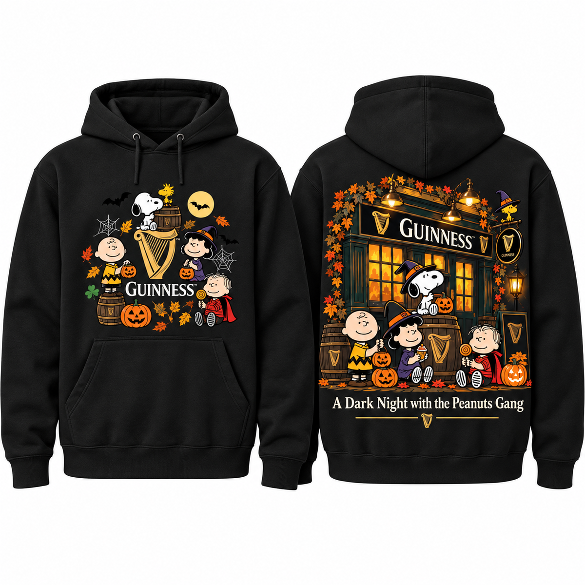 Peanuts Guinness Pub A Dark Night With The Peanuts Gang Hoodie for Halloween Pub Fans NDN 1