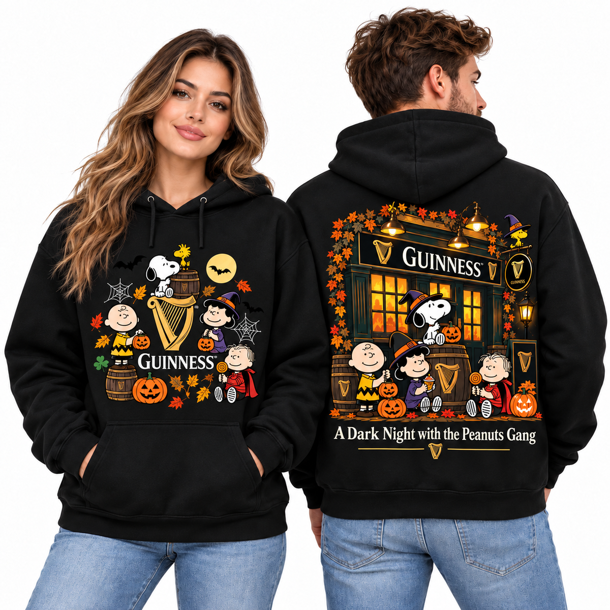 Peanuts Guinness Pub A Dark Night With The Peanuts Gang Hoodie for Halloween Pub Fans NDN 2