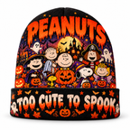 Peanuts Snoopy Woodstock Pumpkin Graphic Print Knit Beanie for Cute Halloween Nights NDN 1