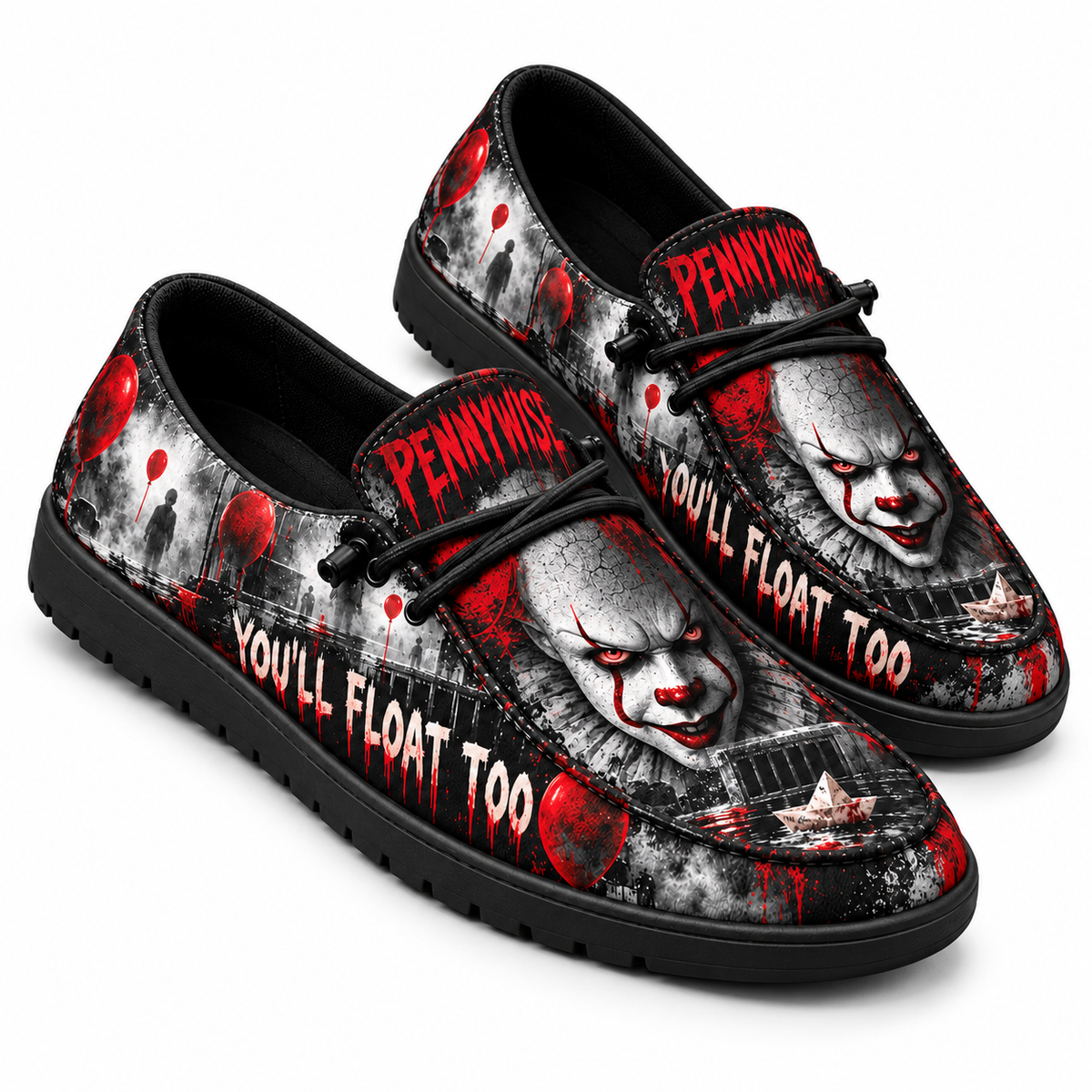 Pennywise Red Balloon Loafer Shoes For Horror Fans Following The Call Of Derry NDN 1