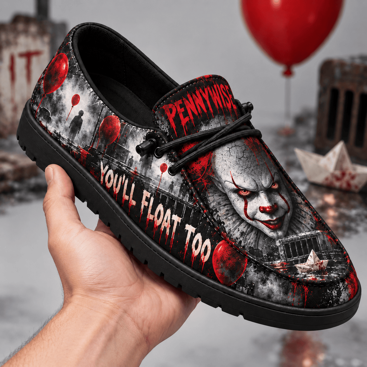 Pennywise Red Balloon Loafer Shoes For Horror Fans Following The Call Of Derry NDN 2
