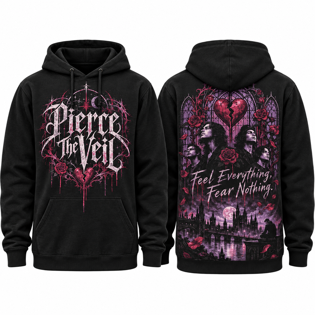 Pierce The Veil Dripping Feel Everything Fear Nothing Hearts Hoodie for Scene Rock Fans NDN 1