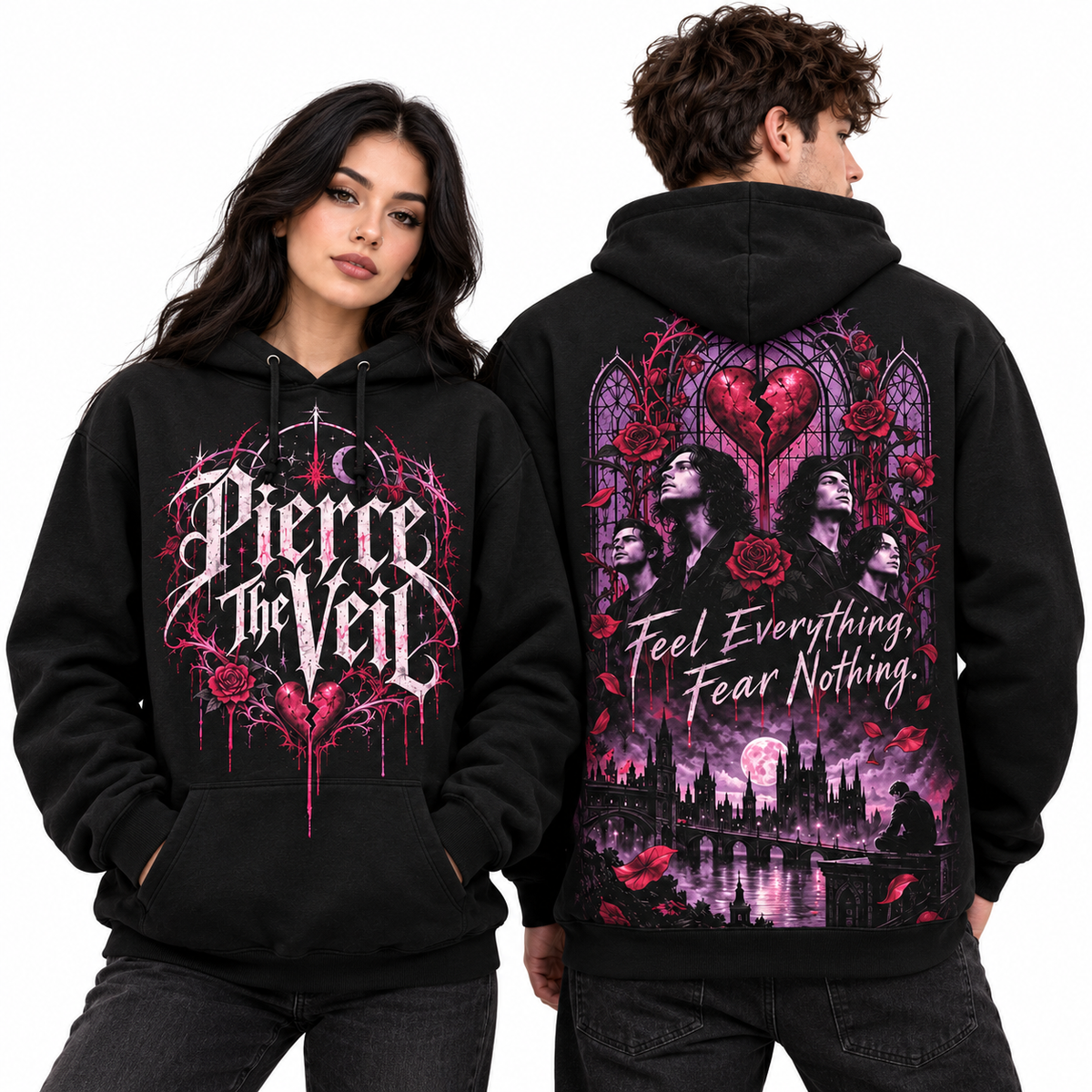 Pierce The Veil Dripping Feel Everything Fear Nothing Hearts Hoodie for Scene Rock Fans NDN 2