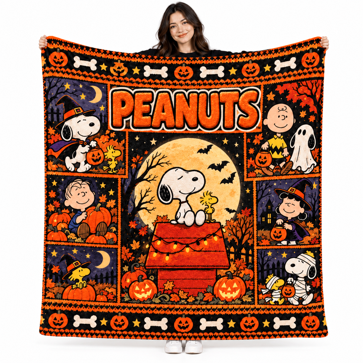 Pikachu Witch Hat Pumpkin Purple Sky Fleece Blanket For Pokemon Halloween Nights NDN 1