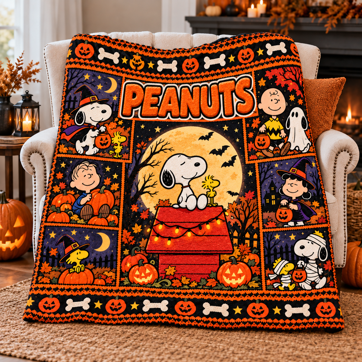 Pikachu Witch Hat Pumpkin Purple Sky Fleece Blanket For Pokemon Halloween Nights NDN 3