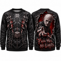 Pinhead Leather Jacket Pain Has No Limits Black Sweater for Chain Horror Fans NDN 1