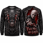 Pinhead Leather Jacket Pain Has No Limits Black Sweater for Chain Horror Fans NDN 1