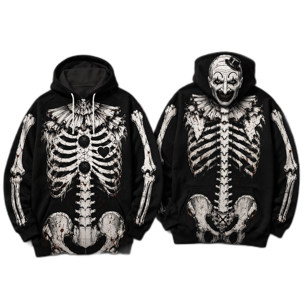Premium Art The Clown Skeleton Halloween 3D Hoodie 1