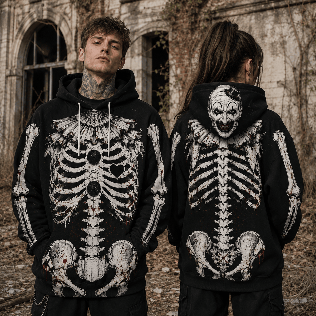 Premium Art The Clown Skeleton Halloween 3D Hoodie 2