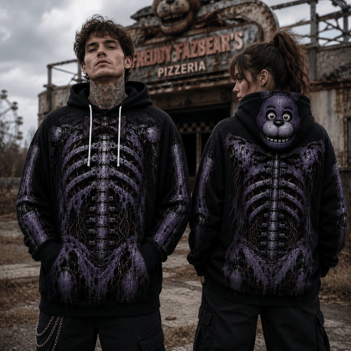 Premium Bonnie Endoskeleton Five Nights At Freddys FNAF Halloween Horror 3D Hoodie 2