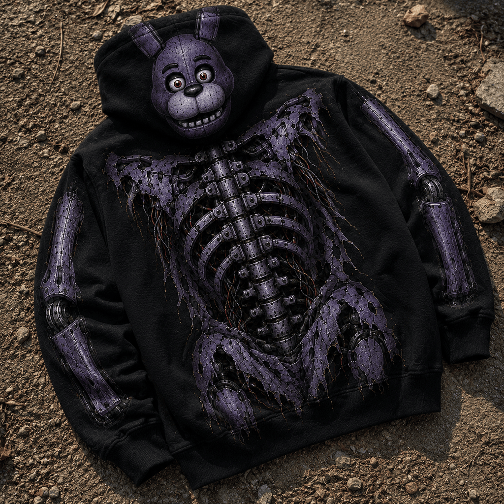 Premium Bonnie Endoskeleton Five Nights At Freddys FNAF Halloween Horror 3D Hoodie 4