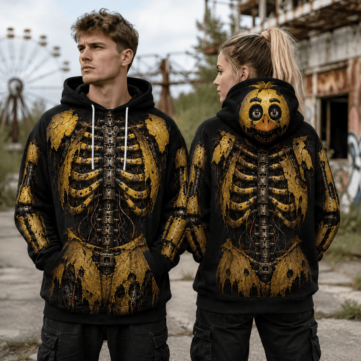 Premium Chica Endoskeleton Five Nights At Freddys FNAF Halloween Horror 3D Hoodie 2