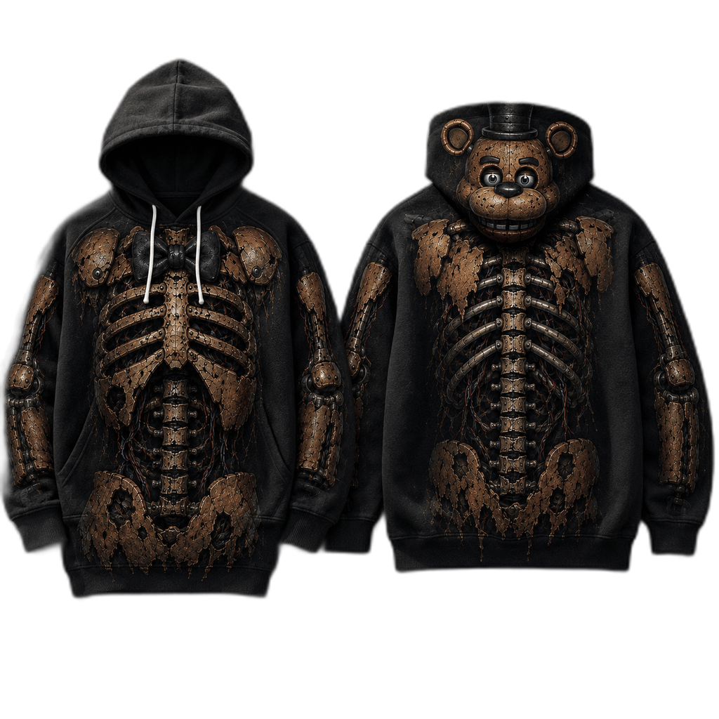 Premium Freddy Fazbear Endoskeleton Five Nights At Freddys FNAF Halloween Horror 3D Hoodie 1