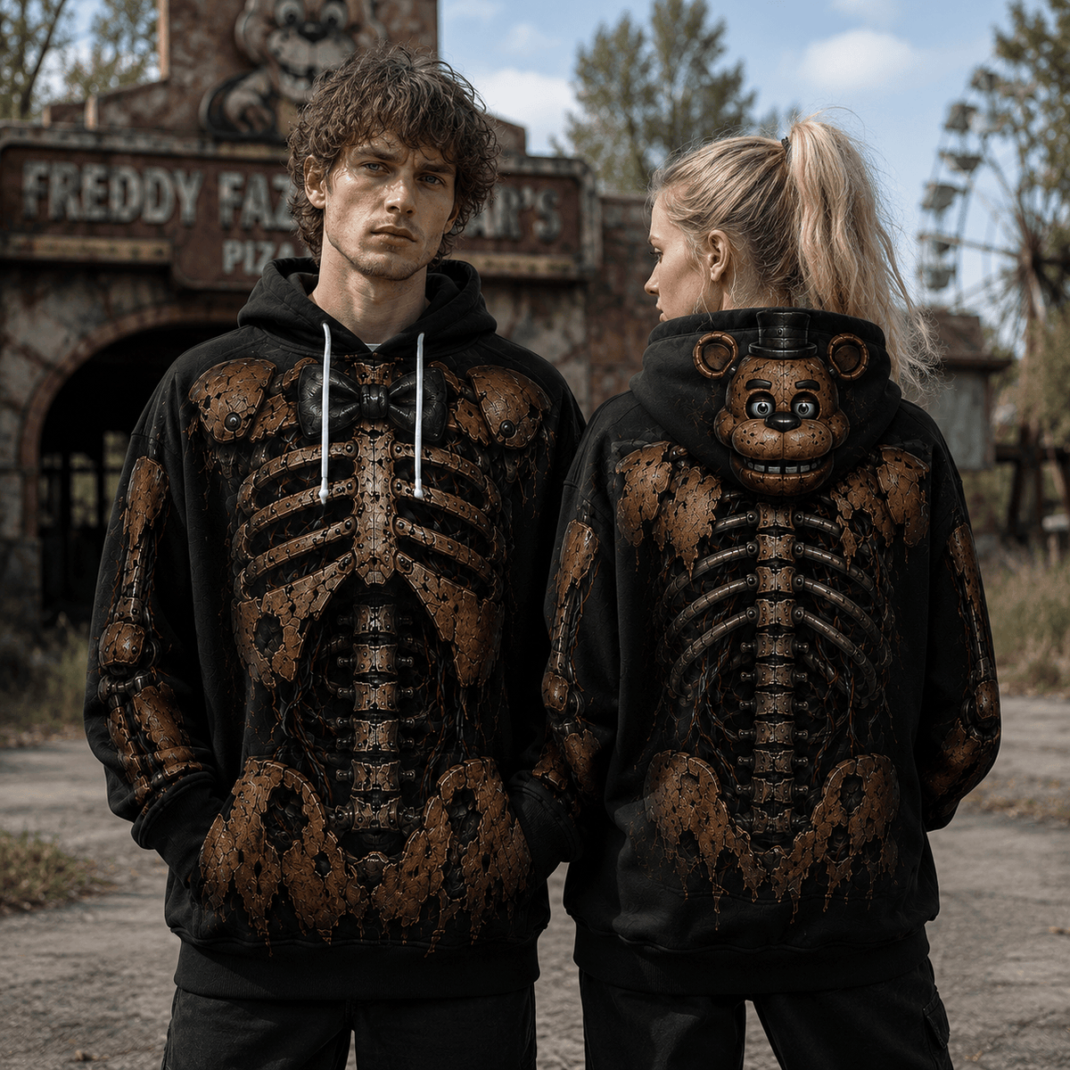 Premium Freddy Fazbear Endoskeleton Five Nights At Freddys FNAF Halloween Horror 3D Hoodie 2